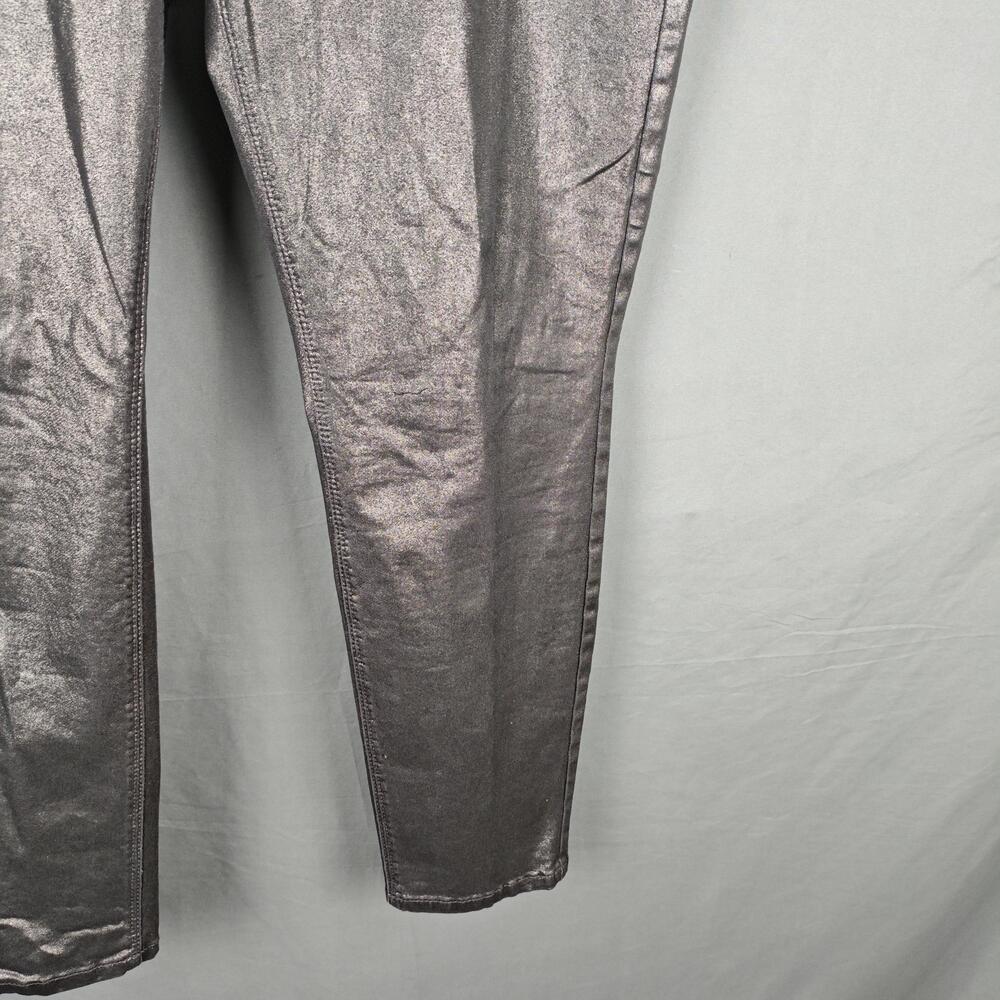 White House Black Market Pants Womens 14 Silver The Skinny Ankle Metallic Coated - Picture 5 of 16